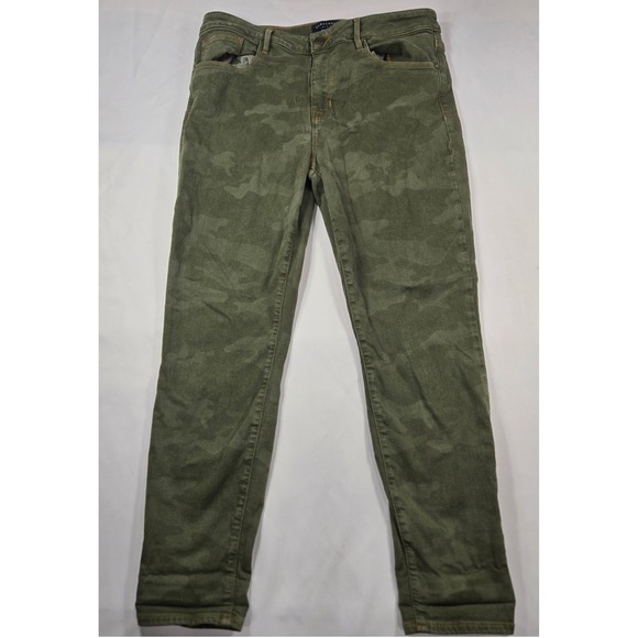 Sanctuary Womens 32 Skinny Jeans Social Ankle Standard Rise Camo Green Denim - Picture 1 of 11